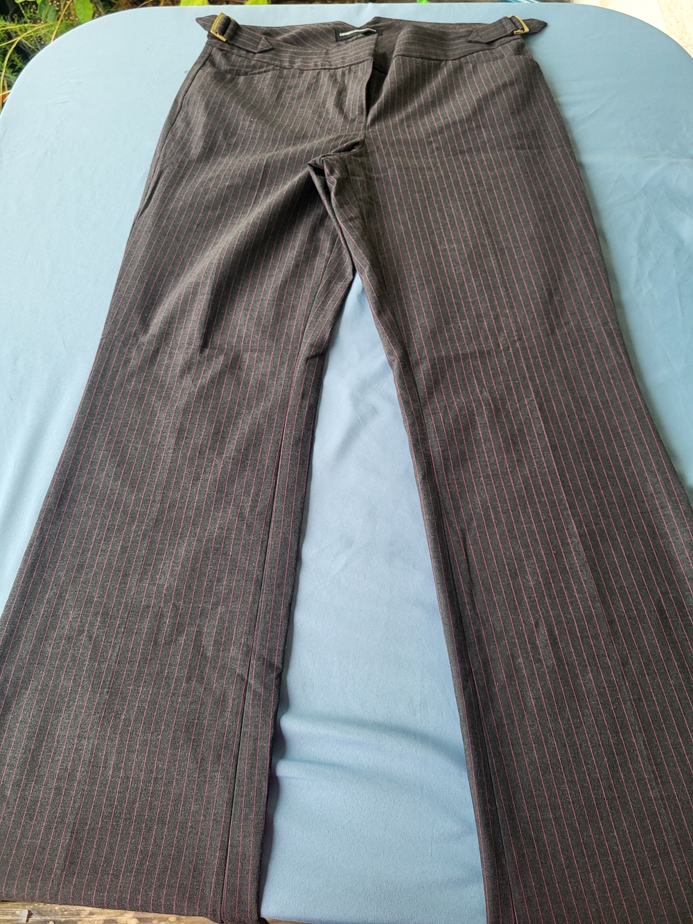Express Design Studio The Editor Pink Pinstripe Gray Pants 0 Y2K Office Siren